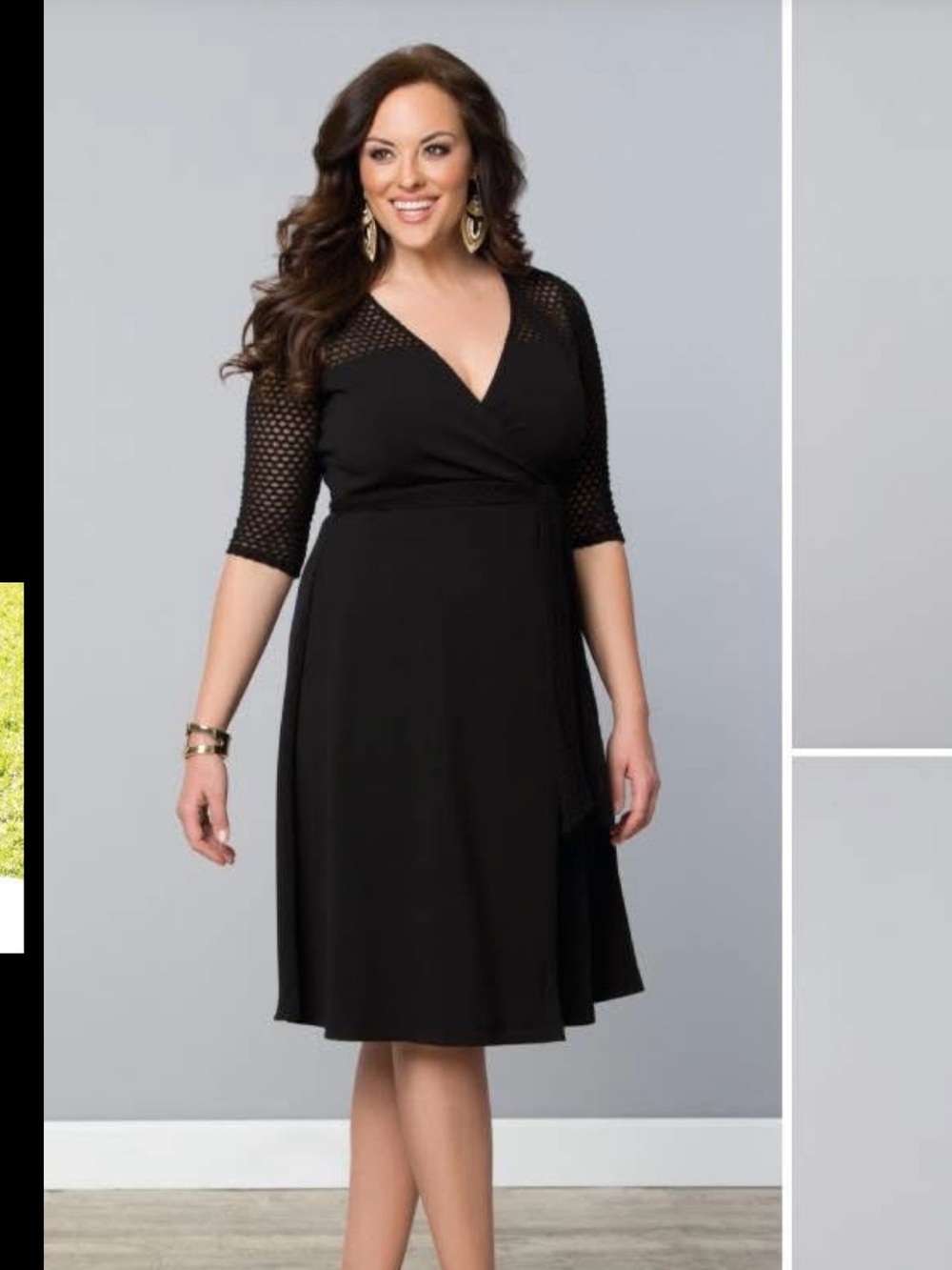 Kiyonna Black Honeycomb Lace Wrap Dress Woman’s Plus Size 2X (18-20)